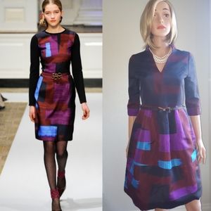 *$3,300 OSCAR DE LA RENTA PF 2012 STUNNING ARTSY COLORBLOCK RUNWAY DRESS US 0